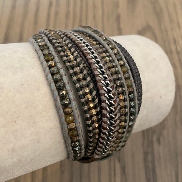 New Auth Chan Luu Grey Mix Multi Strand Single Wra - Picture 2 of 5